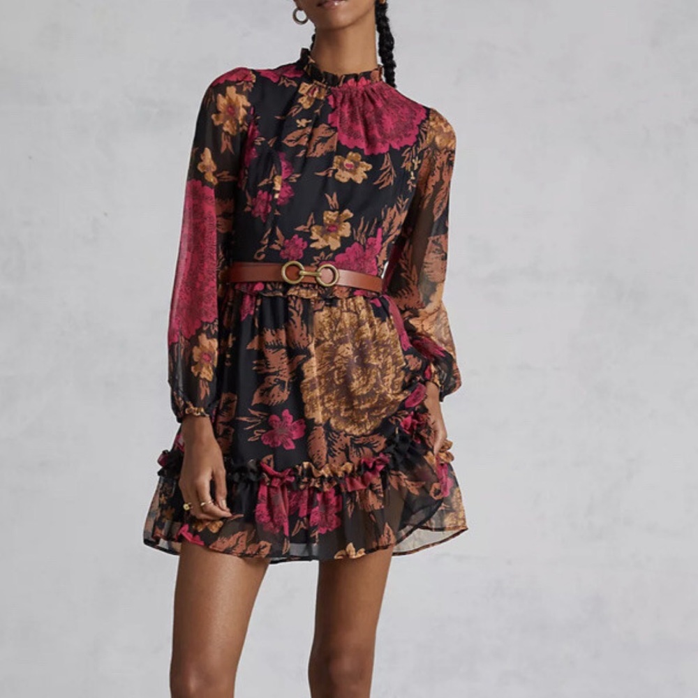 Anthropologie porridge backless floral long sleeve dress